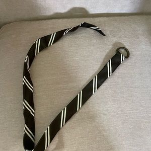 J Crew brand brown and cream striped belt, size S/M
